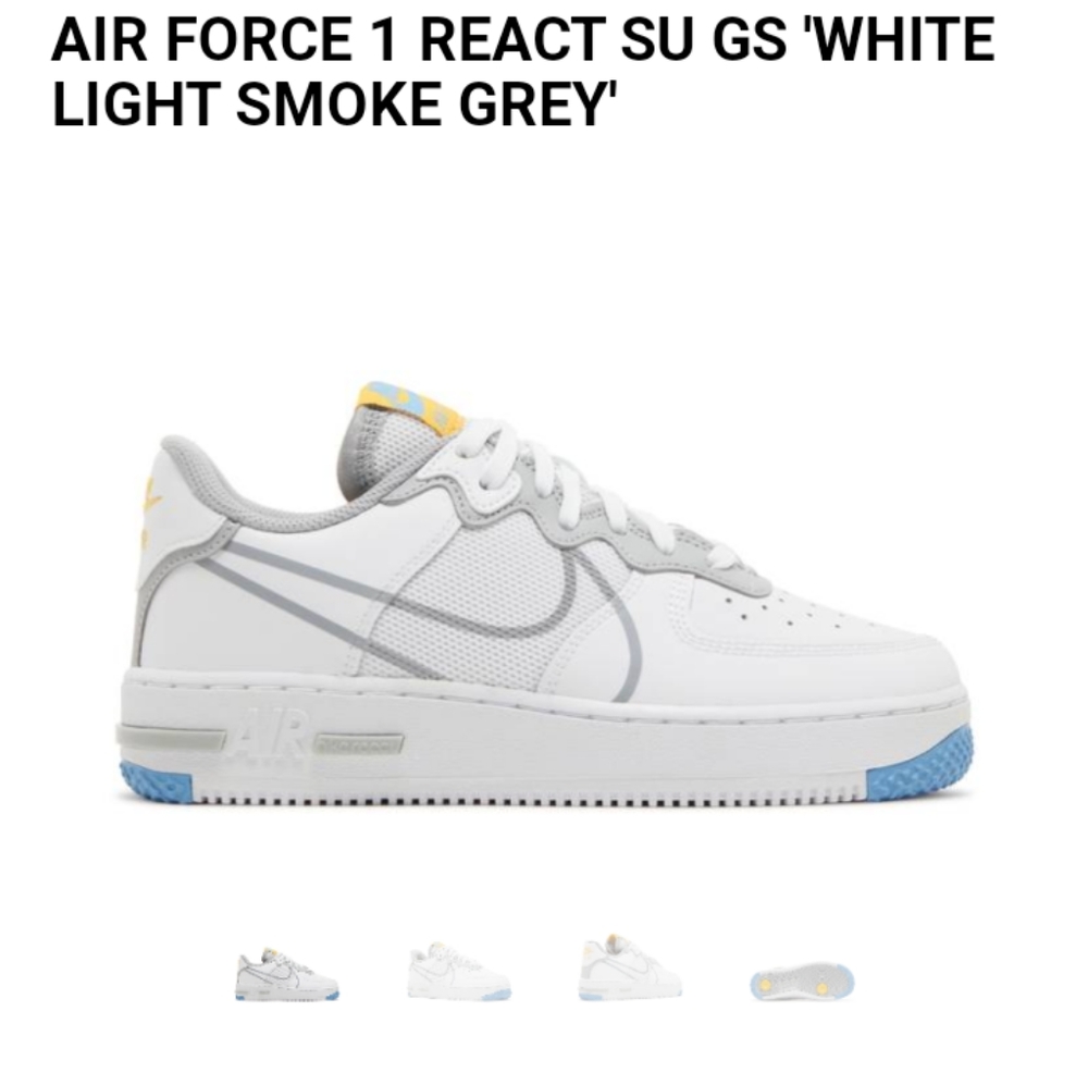 Nike Air Force 1 React SU GS White Smoke Grey men 6
